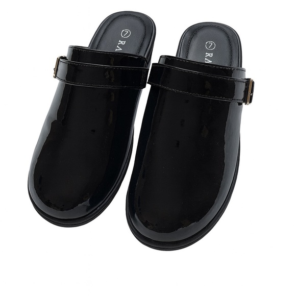 Rasolli Women's Black Patent Slip-On Clogs Size 7 NEW No Tags - Picture 3 of 5